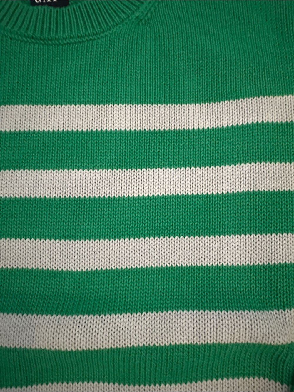 GAP 24/7 Split Hem Striped Cotton Sweater Green Blue M Tall NWOT - Picture 6 of 10